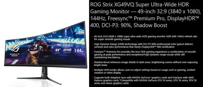 ASUS ROG Strix XG49VQ specifications