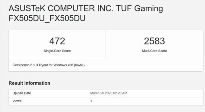 Asus TUF FX505DU-geekbench-benchmark