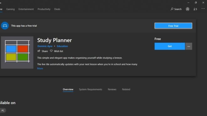 Study Planner app for windows