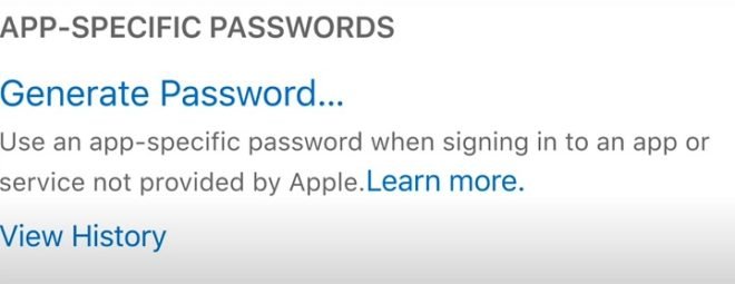 iCloud App specified password for iCloud Email